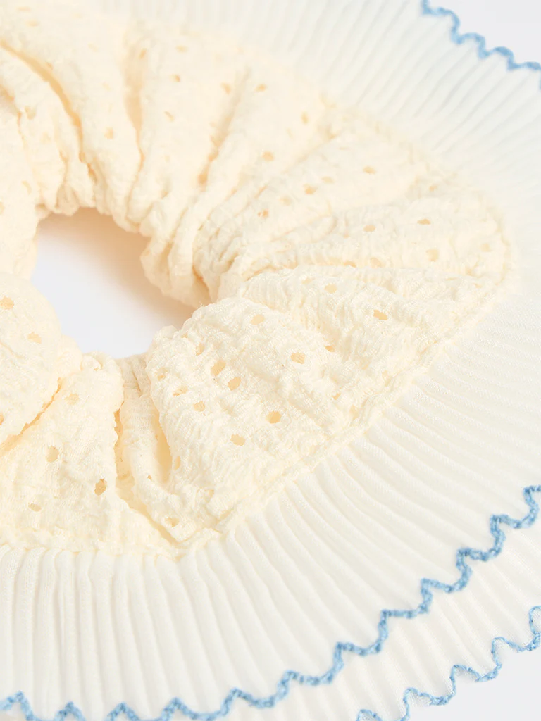 Westside Accessories White Eyelet Design Scrunchie - Image 3