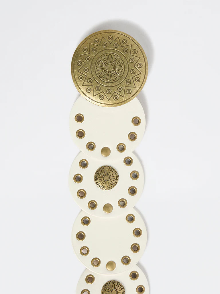 Westside Accessories White Eyelet-Detailed Disc Belt