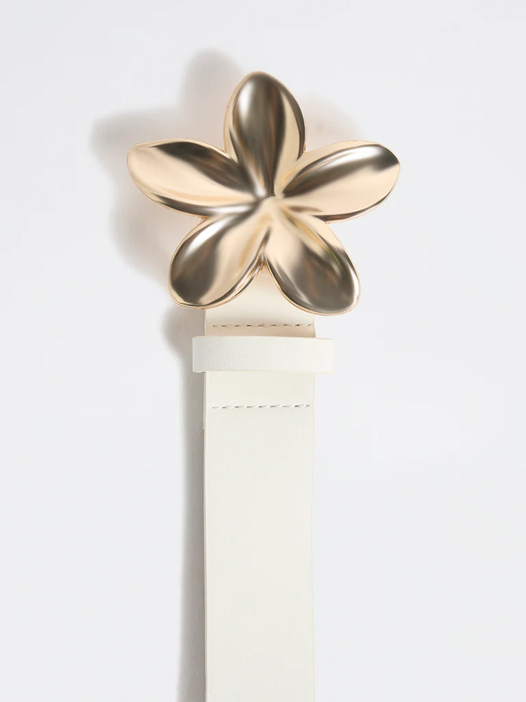 Westside Accessories White Floral Buckle Belt - Image 3