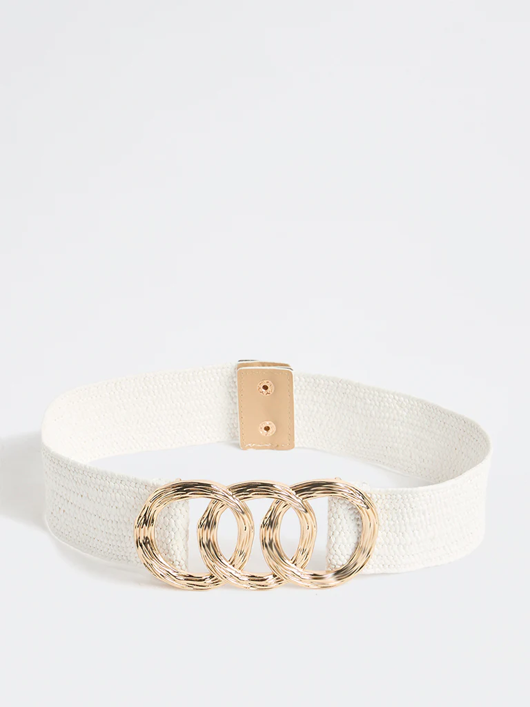 Westside Accessories White Raffia Buckle Belt - Image 2