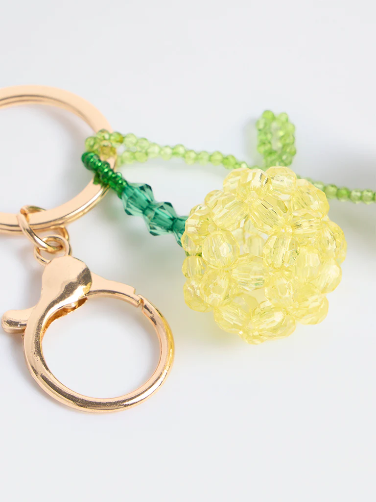 Westside Accessories Yellow Lemon Beaded Bag Charm - Image 3