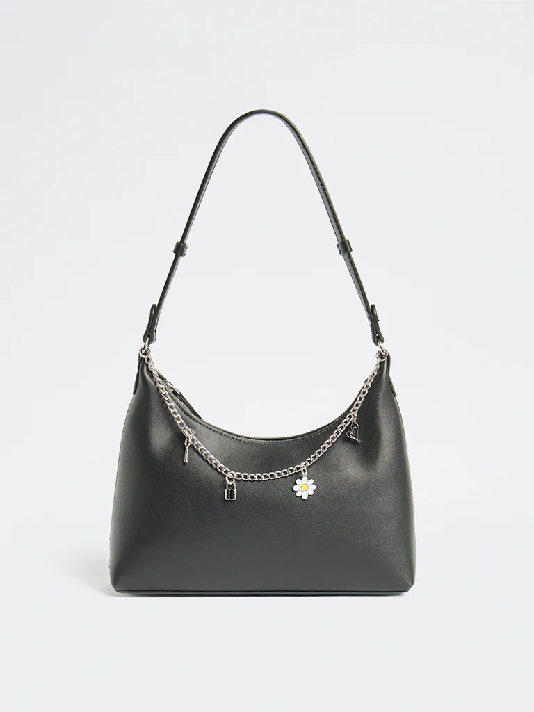Westside Black Charms-Detail Shoulder Bag