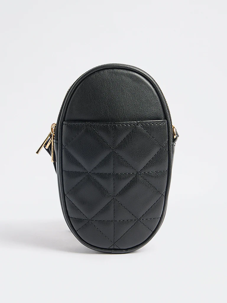 Westside Black Quilted Phone Sling Bag - Image 4