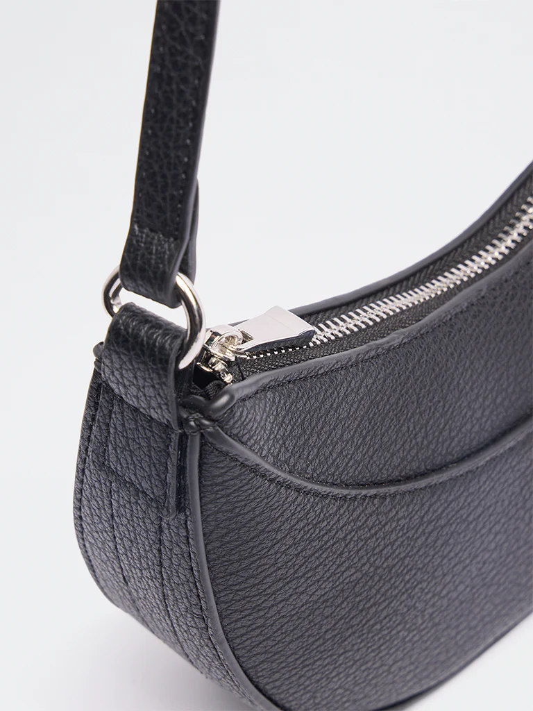 Westside Black Textured Crescent Sling Bag - Image 3