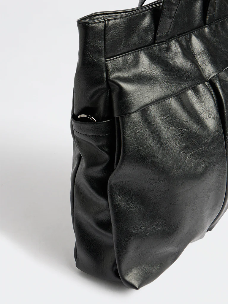 Westside Black Textured Tote Bag - Image 3