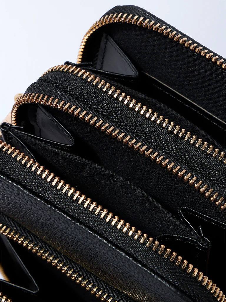 Westside Black Textured Wallet-Style Sling Bag - Image 3