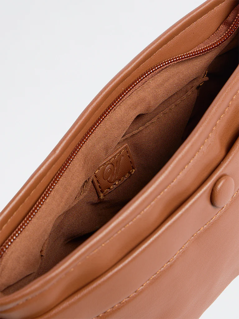 Westside Brown Button-Detail Sling Bag - Image 4