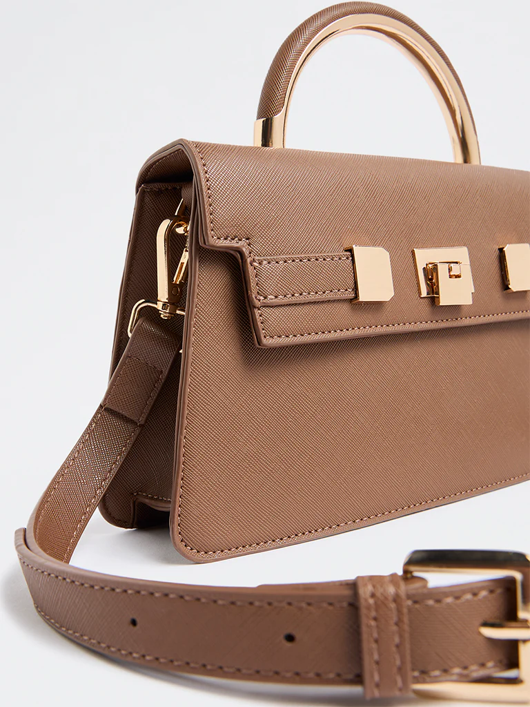 Westside Brown Satchel Bag with Sling - Image 2