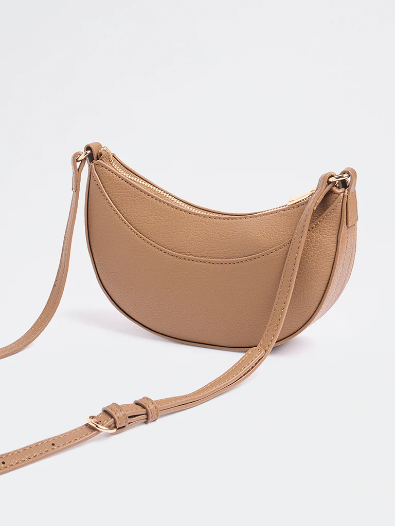 Westside Brown Textured Crescent Sling Bag - Image 2