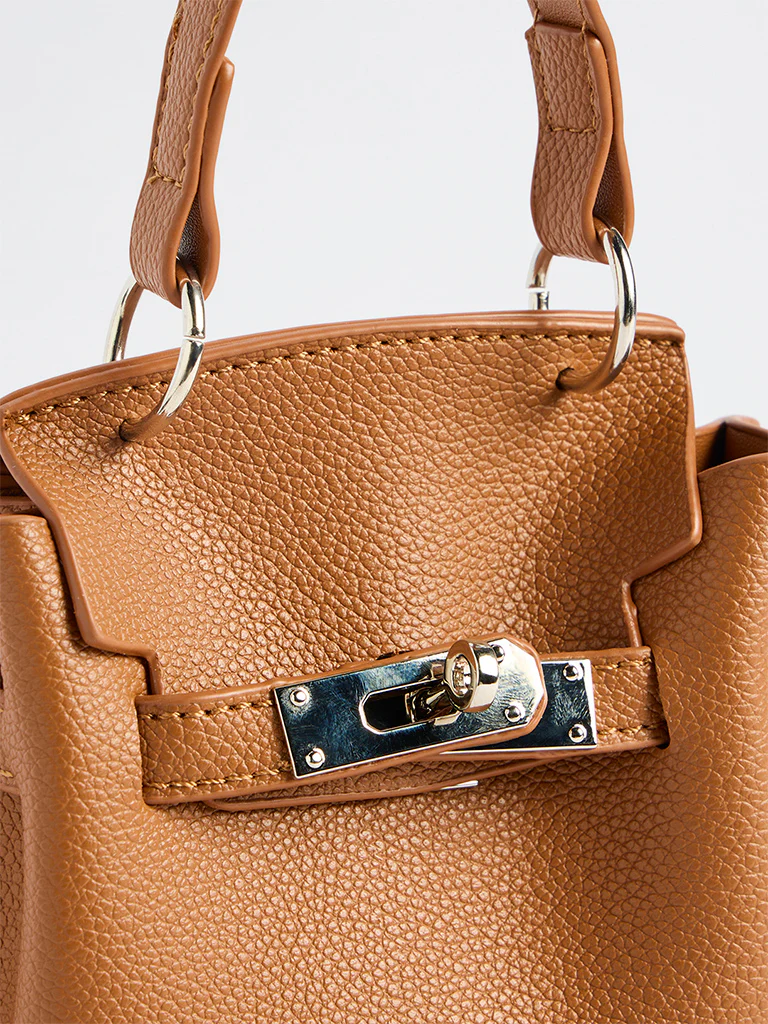 Westside Brown Textured Mini Sling Bag - Image 3