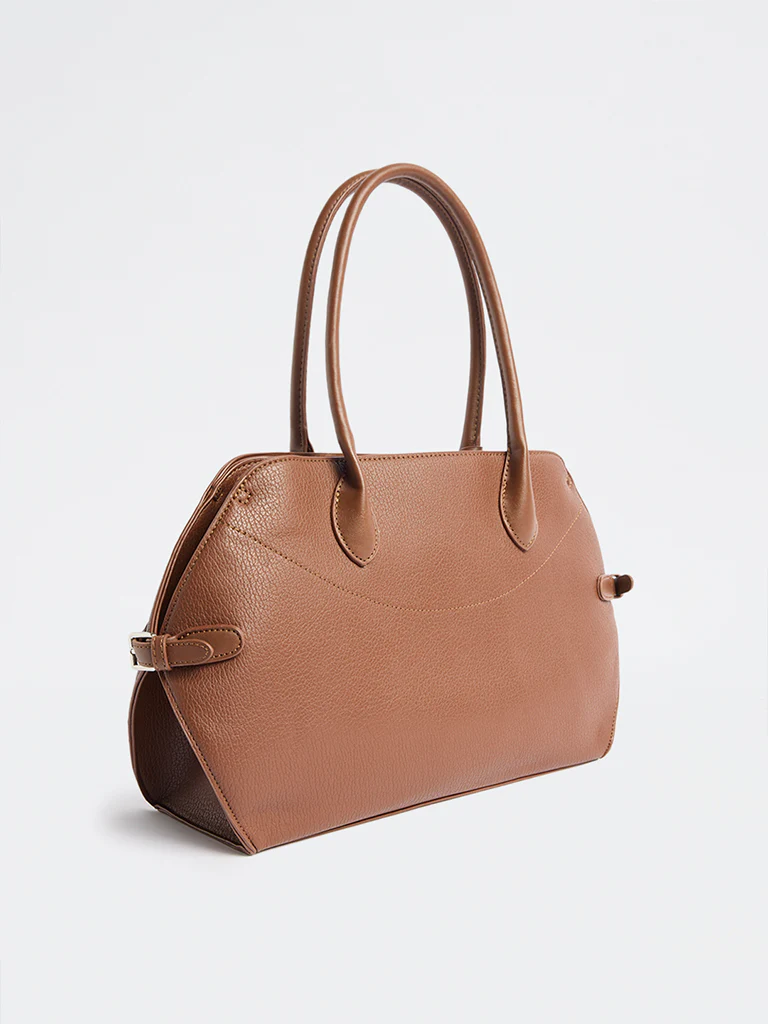 Westside Brown Textured Tote Bag - Image 2