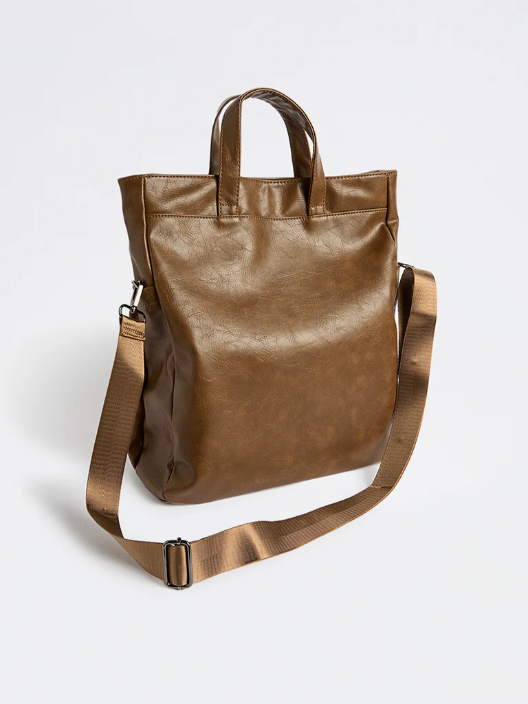 Westside Brown Textured Tote Bag - Image 2