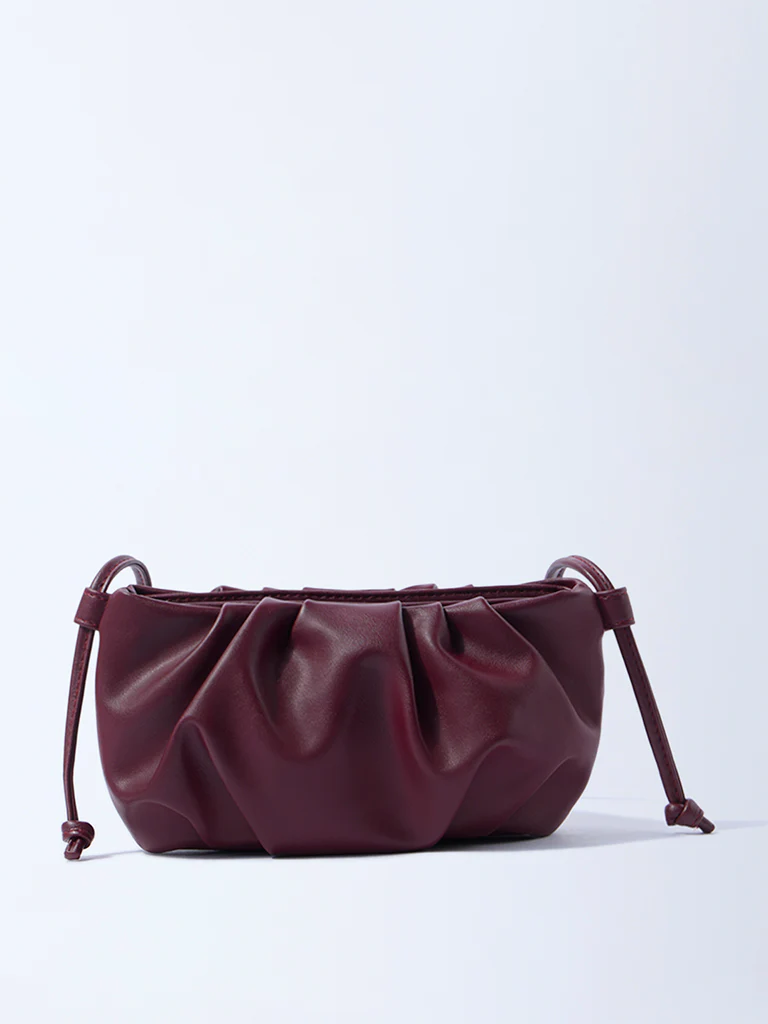 Westside Burgundy Pleated Sling Bag