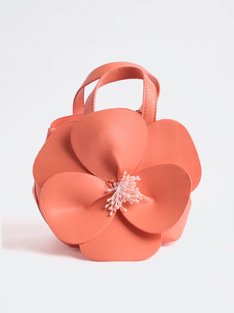 Westside Coral Floral Embellished Handbag with a Pouch