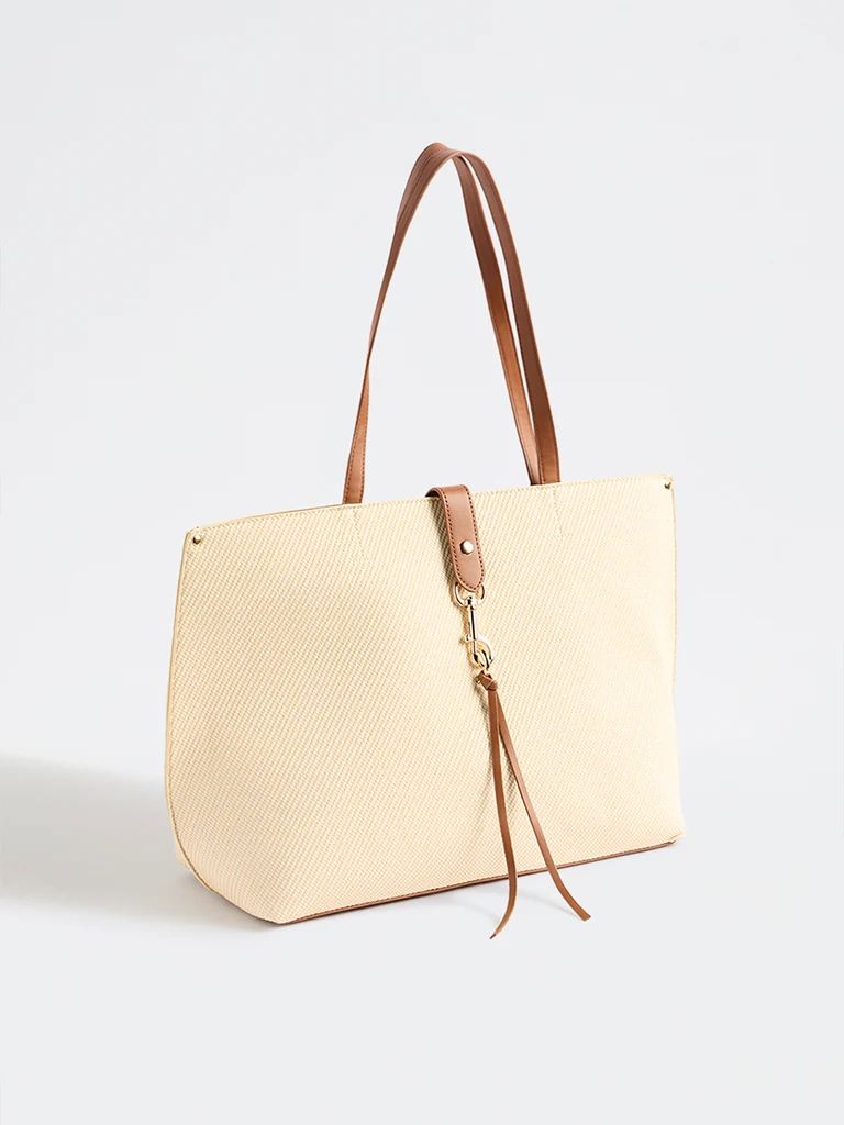 Westside Cream Textured Canvas Tote Bag - Image 2
