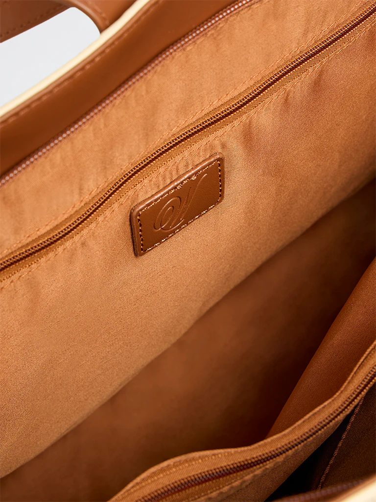 Westside Cream Textured Canvas Tote Bag - Image 4