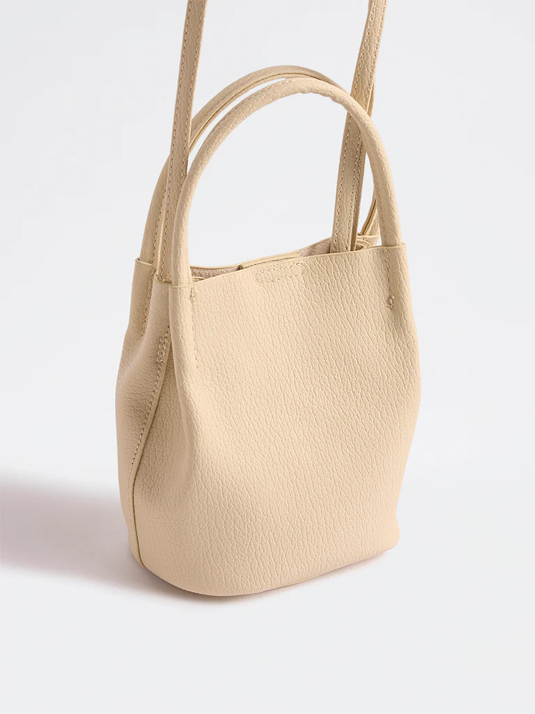 Westside Cream Textured Mobile Sling Bag with a Pouch - Image 2