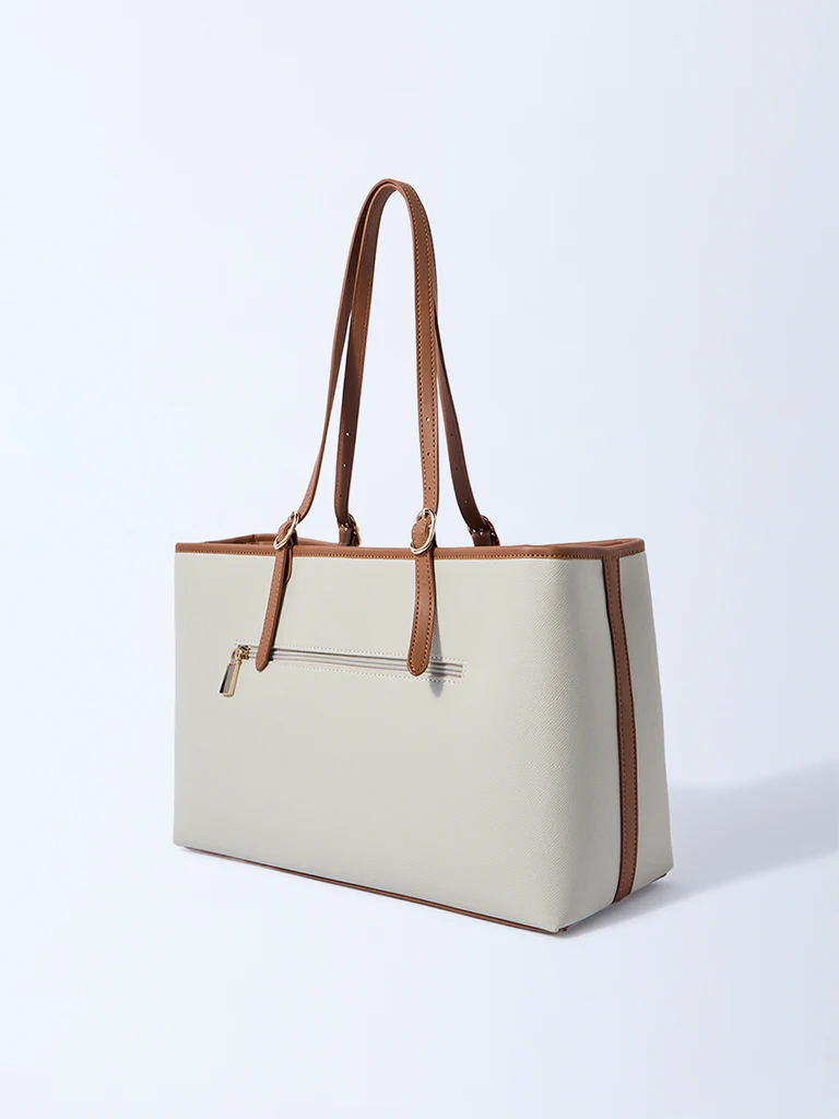 Westside Cream Tote Bag with Pouch - Image 3