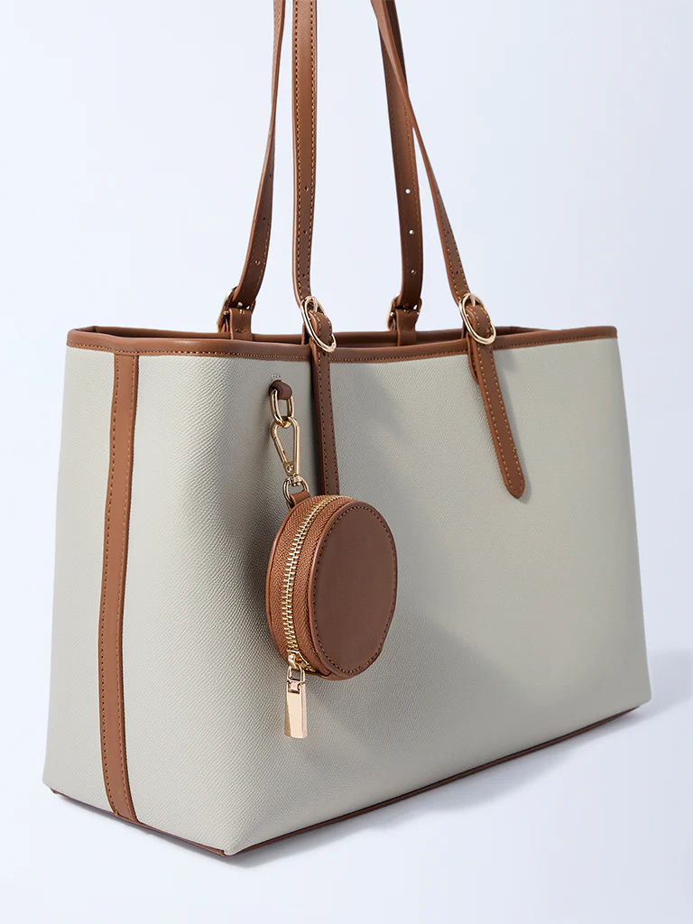 Westside Cream Tote Bag with Pouch - Image 4