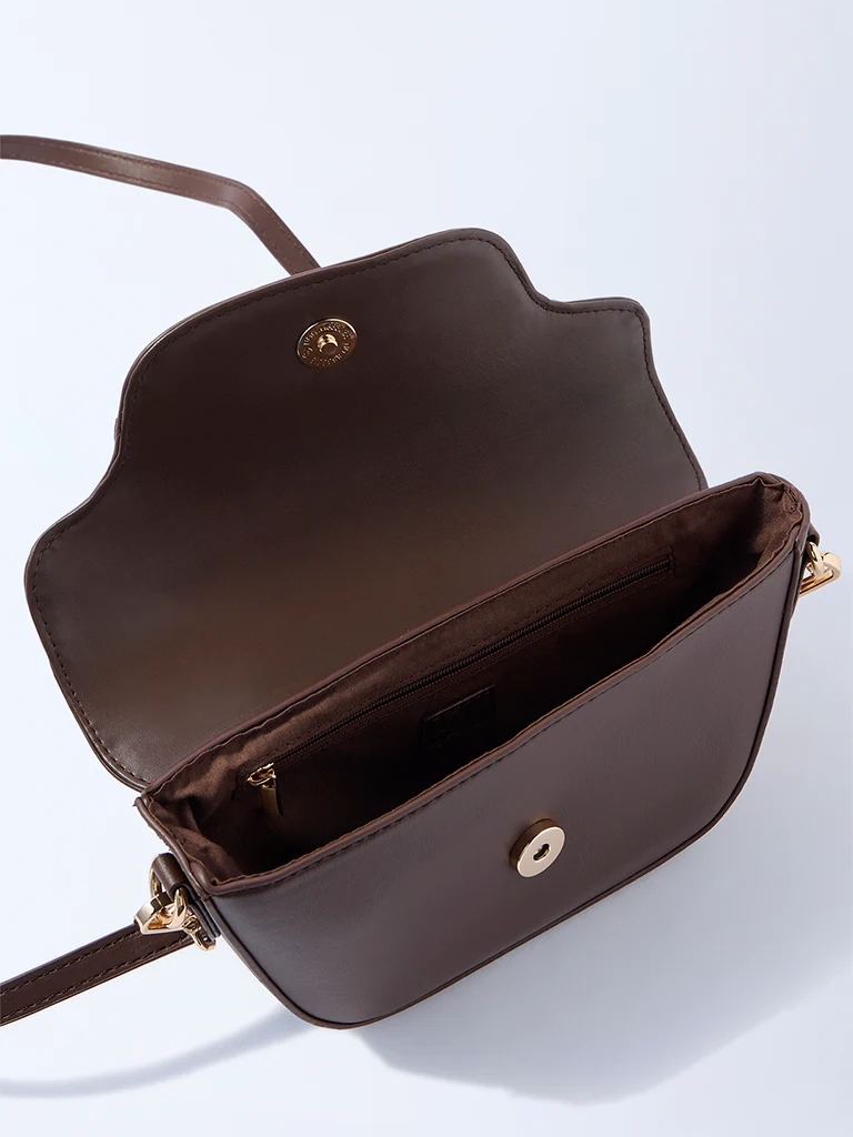 Westside Dark Brown Hardware-Detailed Sling Bag - Image 4