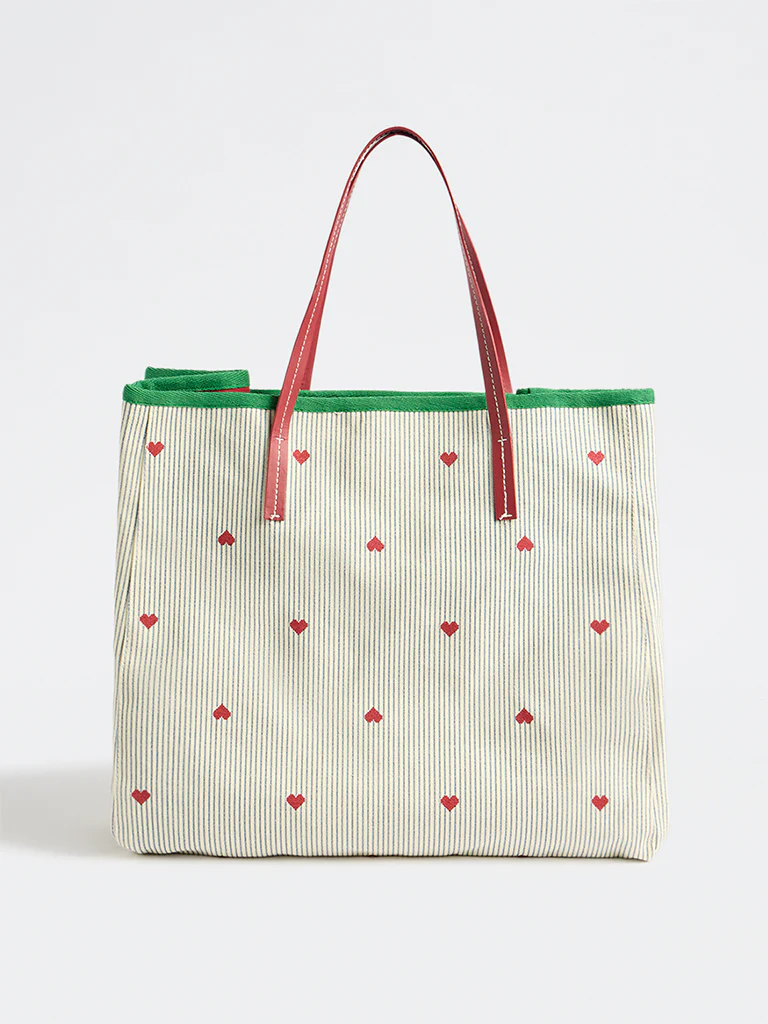 Westside Green Stripe-Printed Tote Bag