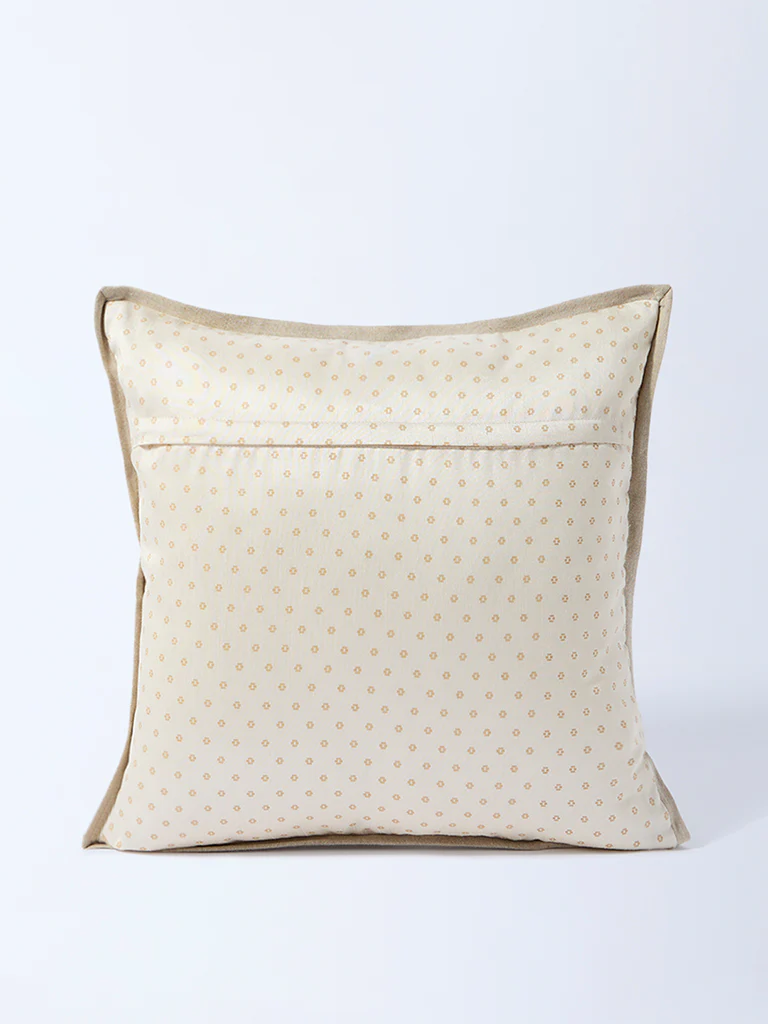 Westside Home Beige Dori Embroidered Cushion Cover - Image 2