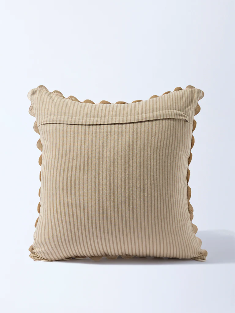 Westside Home Beige Dori Floral Embroidered Cushion Cover - Image 2