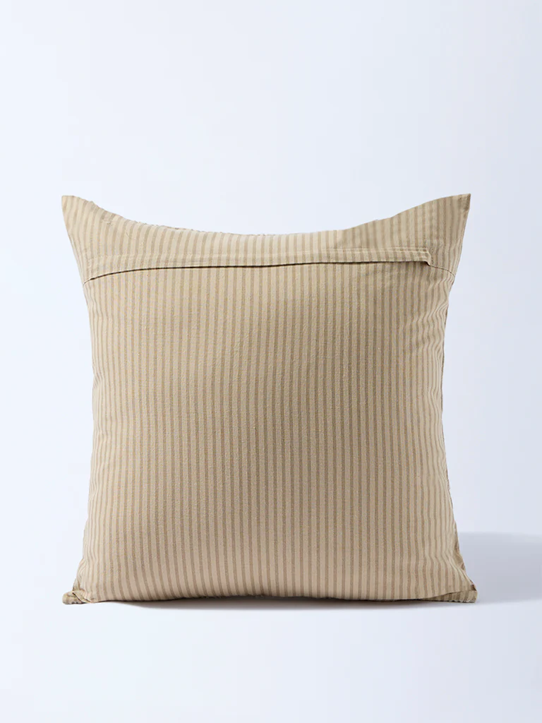 Westside Home Beige Floral Embroidered Cushion Cover - Image 2