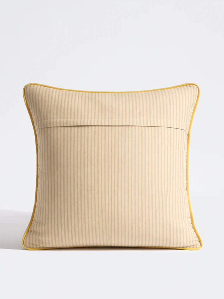 Westside Home Beige Floral Embroidered Cushion Cover - Image 2
