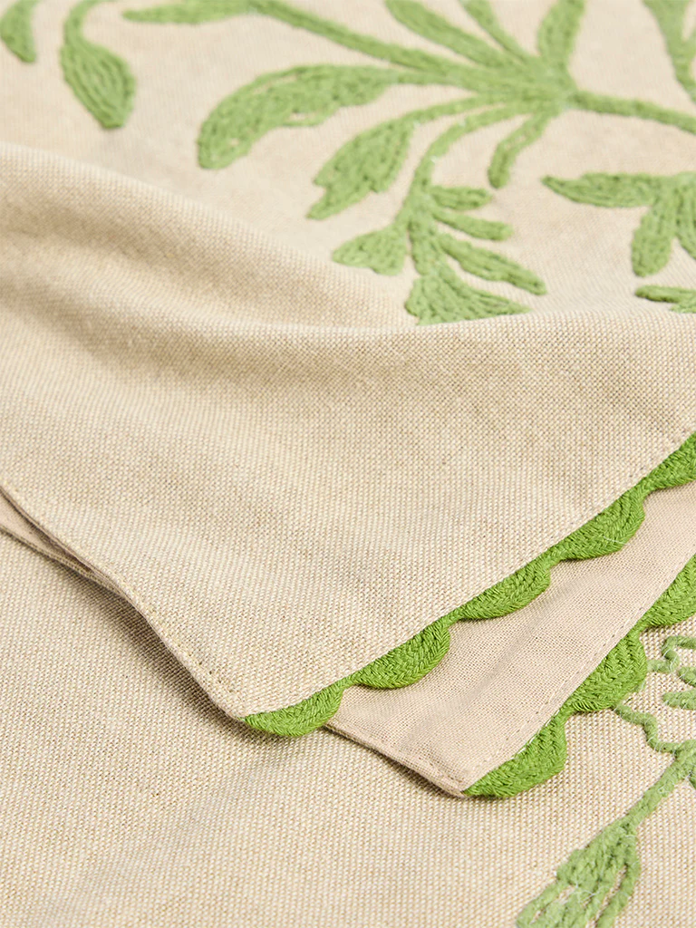 Westside Home Beige Floral Embroidered Table Runner - Image 3