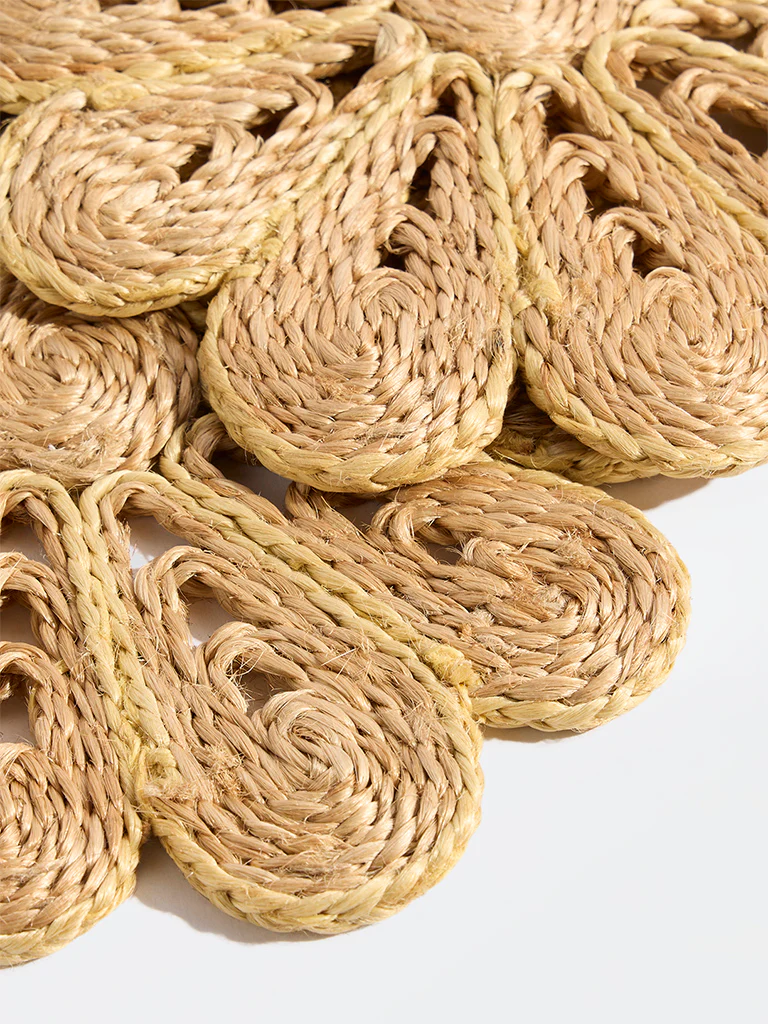 Westside Home Beige Floral Jute-Textured Trivets (Set of 2) - Image 3