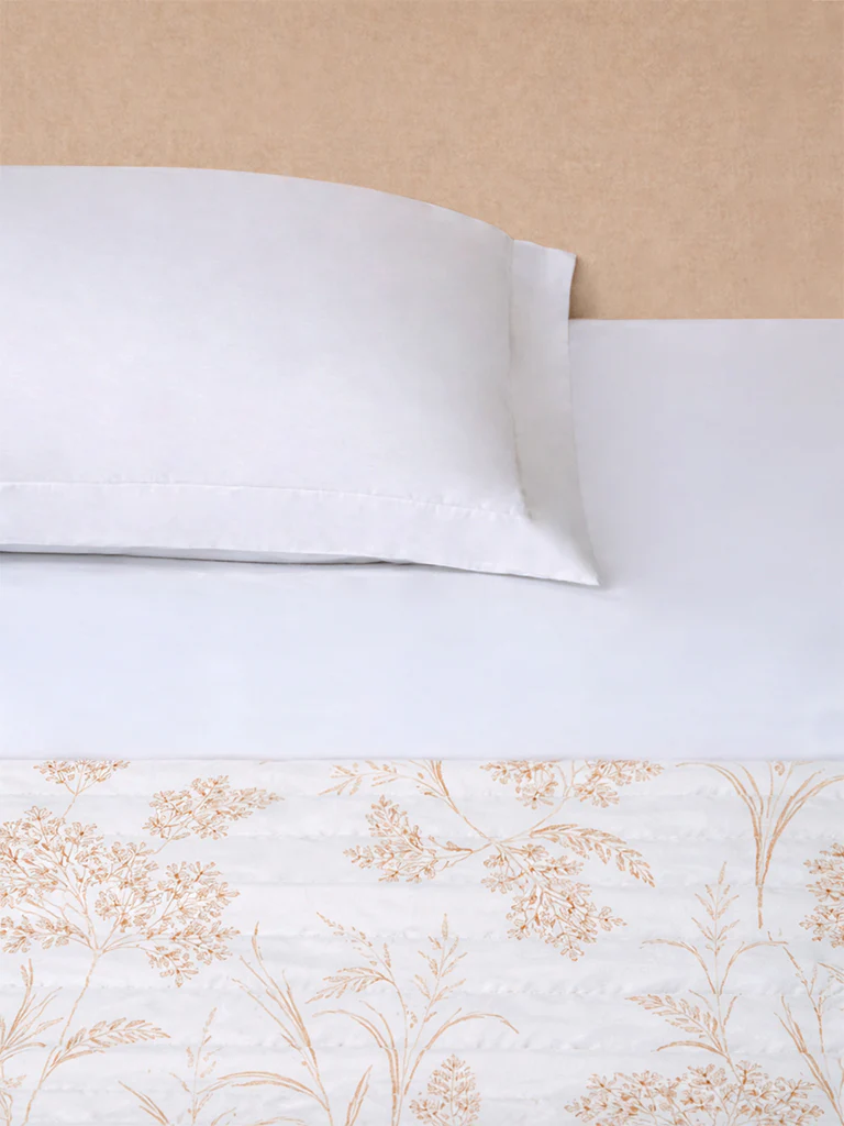 Westside Home Beige Floral Printed Reversible Single Bed Comforter