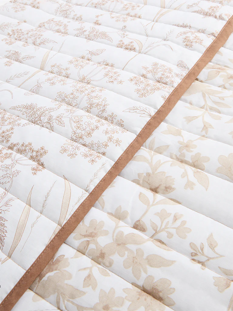 Westside Home Beige Floral Reversible Double Bed Comforter - Image 3