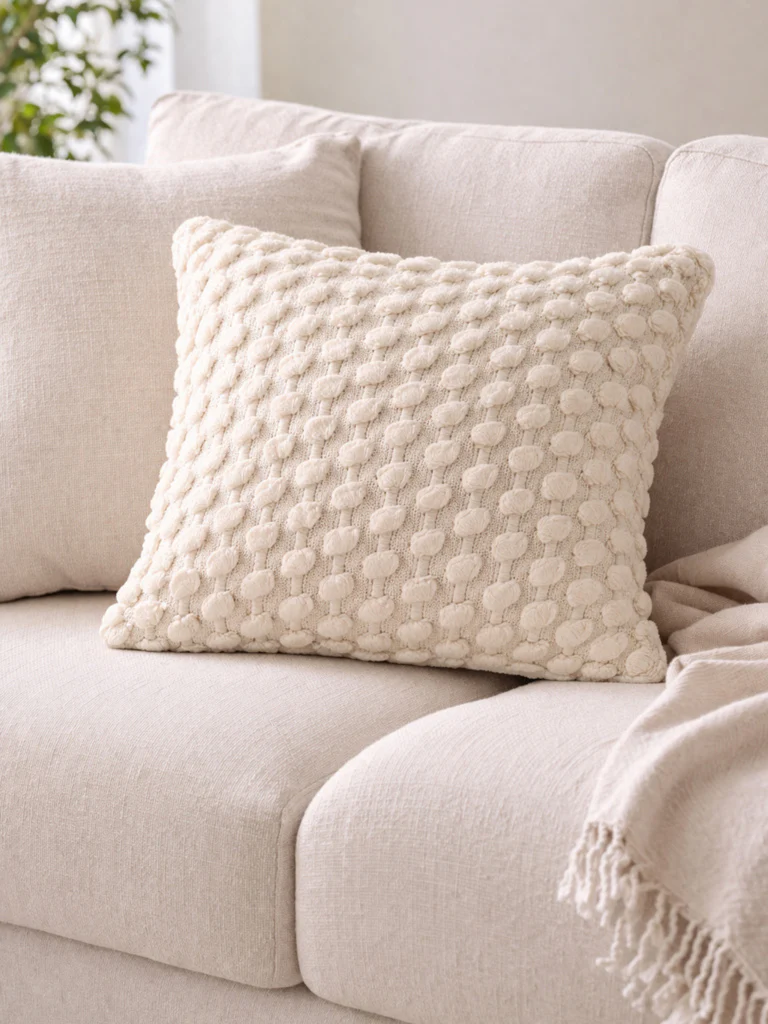 Westside Home Beige Popcorn Textured Cushion Cover