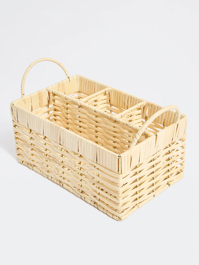 Westside Home Beige Rattan Woven Cutlery Holder - Image 2