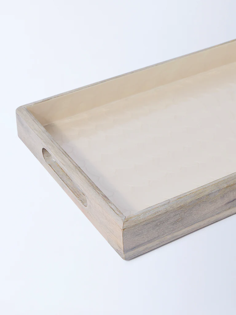 Westside Home Beige Shell-Detailed Enamel Tray - Image 3