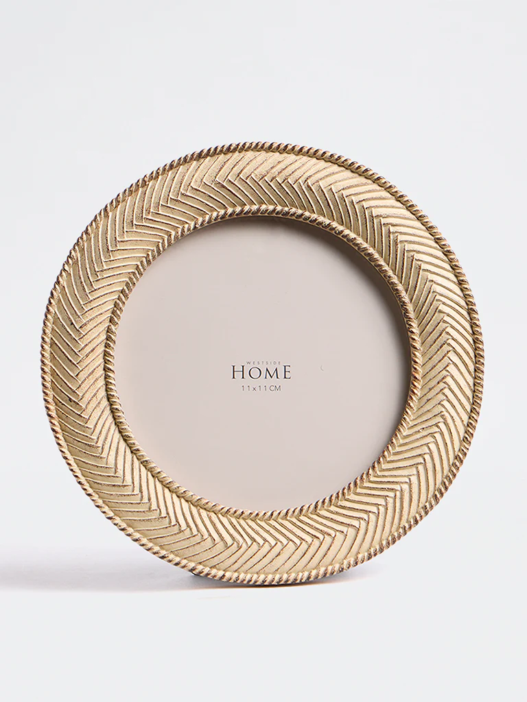 Westside Home Beige Stripe-Textured Round Photo Frame - Image 2