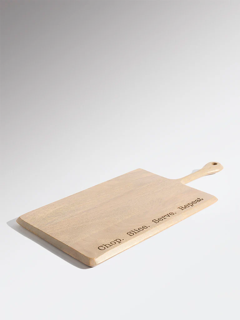 Westside Home Beige Typographic Wooden Chopper - Large - Image 2