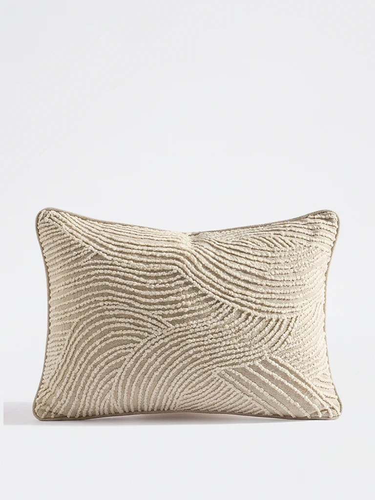 Westside Home Beige Wavy-Textured Cushion Cover