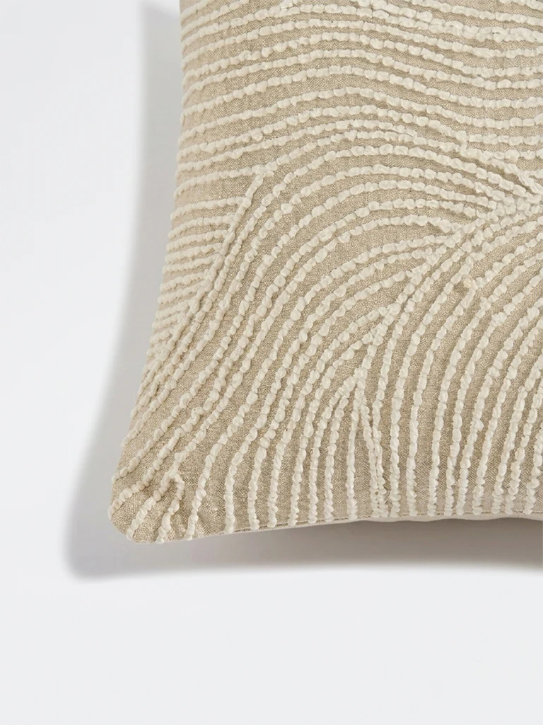 Westside Home Beige Wavy-Textured Cushion Cover - Image 3