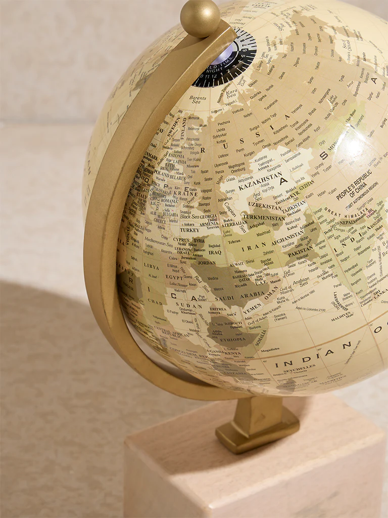 Westside Home Beige Wooden Globe - Image 3