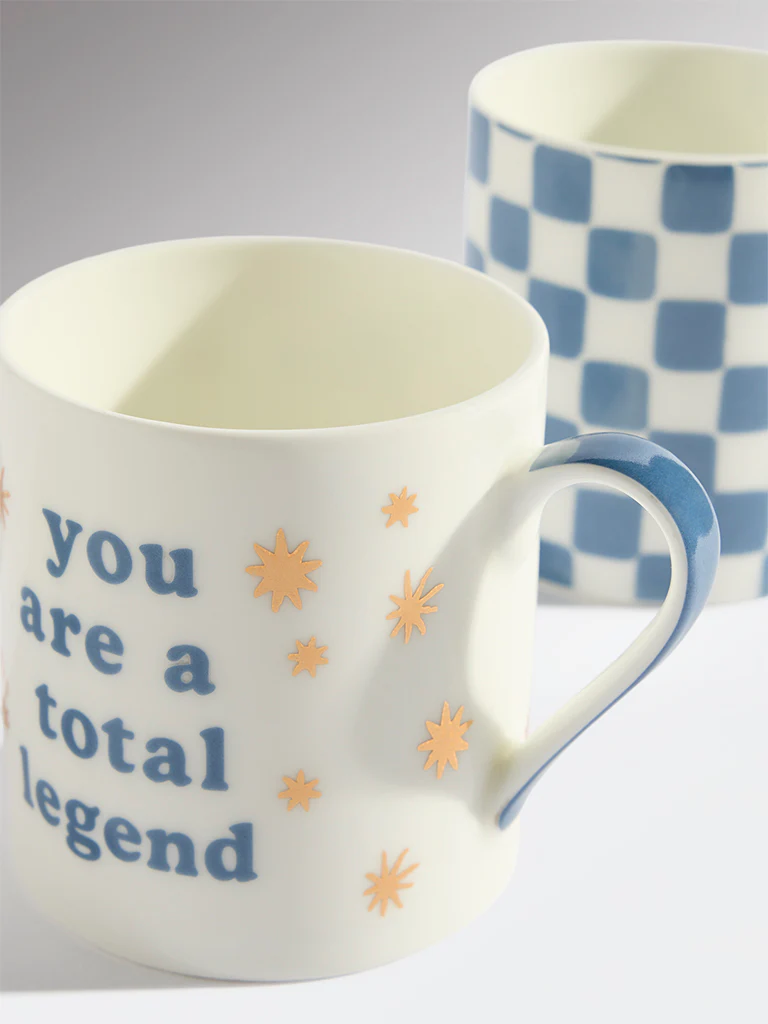 Westside Home Blue and Gold Printed Mugs (Set of 2) - Image 3