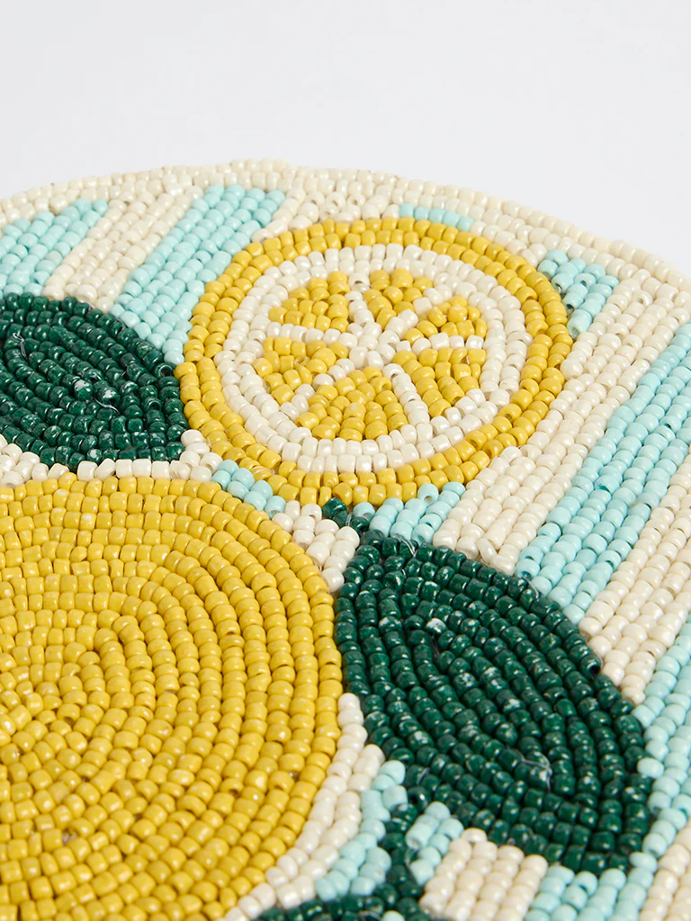 Westside Home Blue and Yellow Lemon Beaded Trivet - Image 3