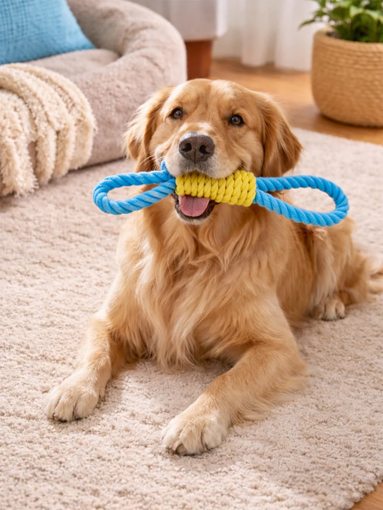 Westside Home Blue And Yellow Twisted Loop Rope Pet Toy