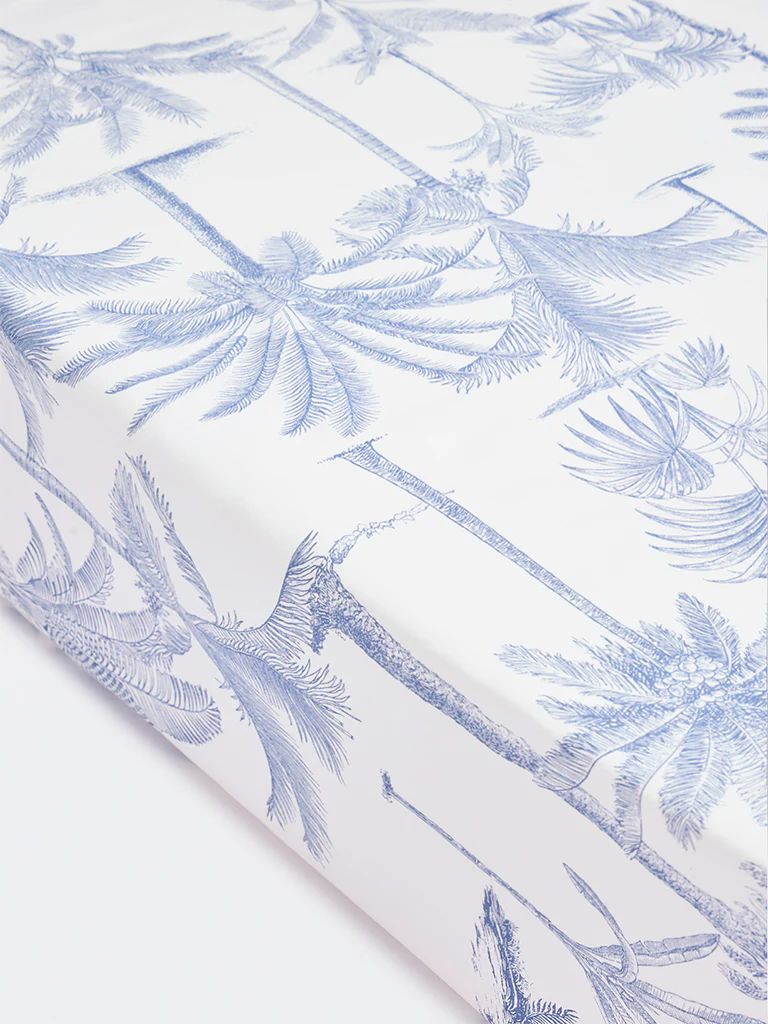 Westside Home Blue Botanical Design King Bed Sheet Set - Image 2