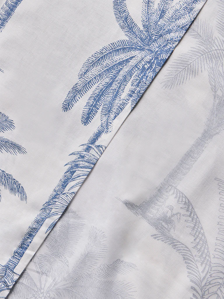 Westside Home Blue Botanical Design Queen Bed Sheet Set - Image 3