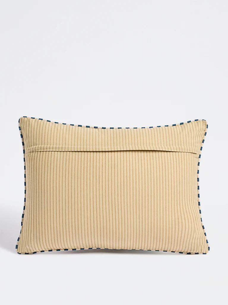 Westside Home Blue Floral Embroidered Cushion Cover - Image 3