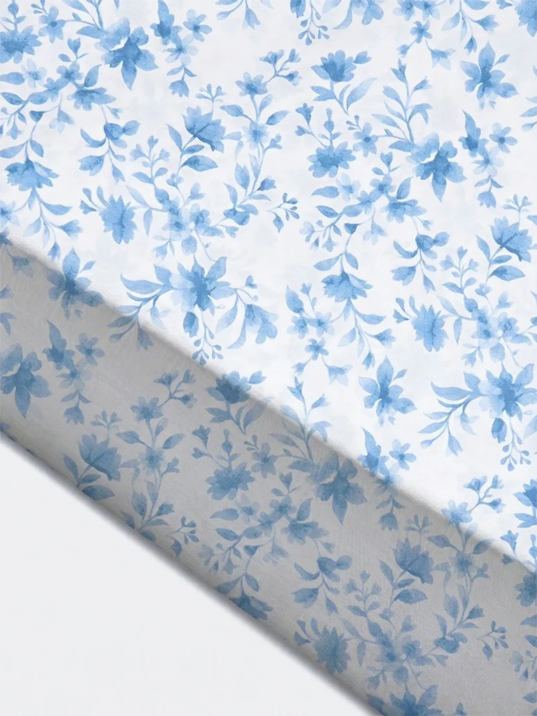 Westside Home Blue Floral Printed King Bed Sheet Set - Image 3