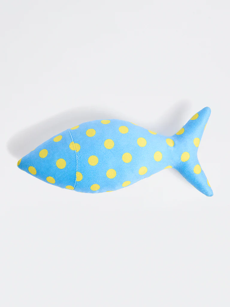 Westside Home Blue Polka-Dot Fish-Shaped Plush Pet Toy - Image 3