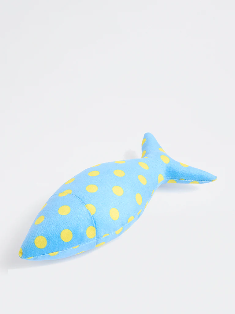 Westside Home Blue Polka-Dot Fish-Shaped Plush Pet Toy - Image 4